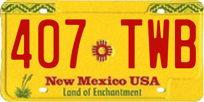 NM license plate 407TWB
