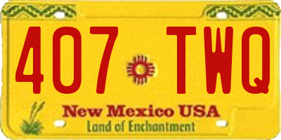 NM license plate 407TWQ