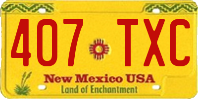 NM license plate 407TXC