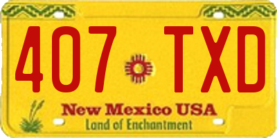 NM license plate 407TXD