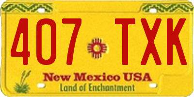 NM license plate 407TXK