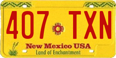 NM license plate 407TXN