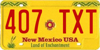 NM license plate 407TXT