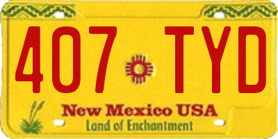 NM license plate 407TYD