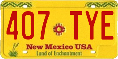 NM license plate 407TYE