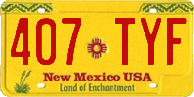 NM license plate 407TYF