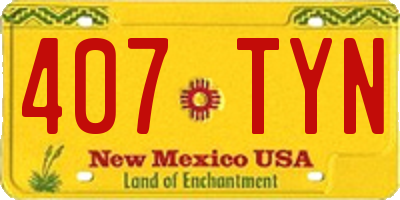 NM license plate 407TYN