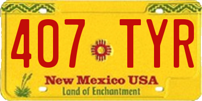 NM license plate 407TYR