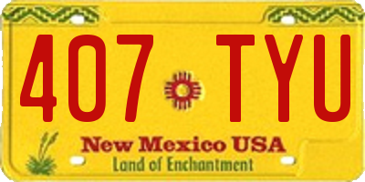 NM license plate 407TYU