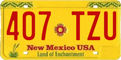 NM license plate 407TZU