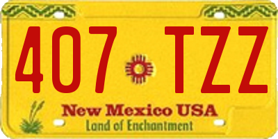 NM license plate 407TZZ