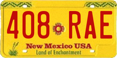 NM license plate 408RAE