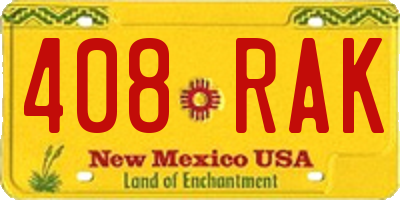 NM license plate 408RAK