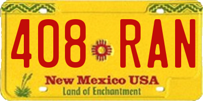 NM license plate 408RAN