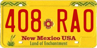 NM license plate 408RAO