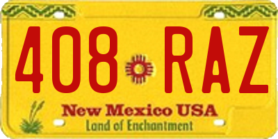 NM license plate 408RAZ