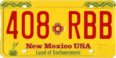 NM license plate 408RBB