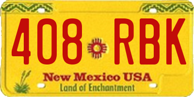 NM license plate 408RBK
