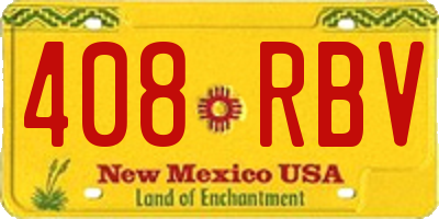 NM license plate 408RBV