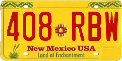NM license plate 408RBW