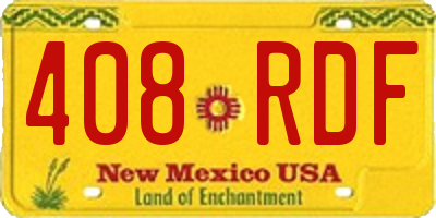 NM license plate 408RDF