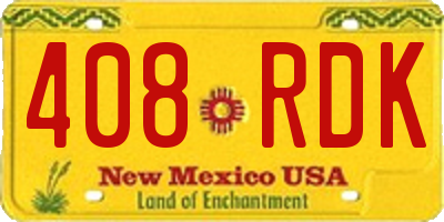NM license plate 408RDK