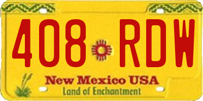 NM license plate 408RDW