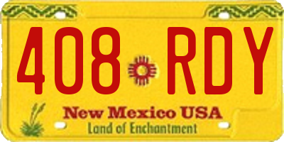 NM license plate 408RDY