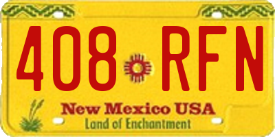 NM license plate 408RFN