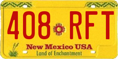 NM license plate 408RFT