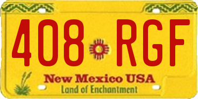NM license plate 408RGF