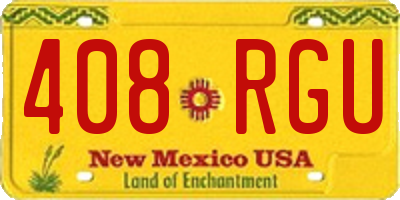 NM license plate 408RGU