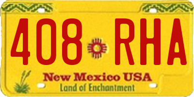NM license plate 408RHA