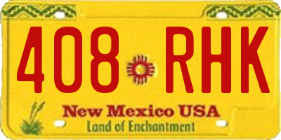 NM license plate 408RHK