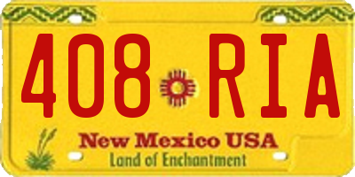 NM license plate 408RIA