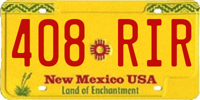 NM license plate 408RIR