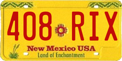 NM license plate 408RIX
