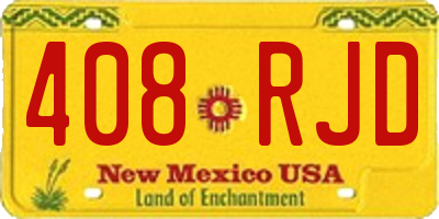 NM license plate 408RJD