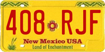 NM license plate 408RJF