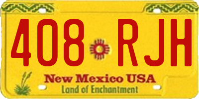 NM license plate 408RJH