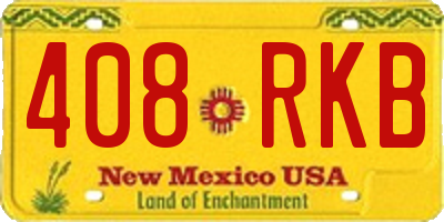 NM license plate 408RKB