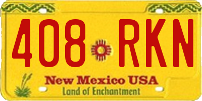 NM license plate 408RKN