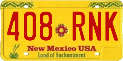 NM license plate 408RNK