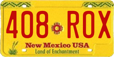 NM license plate 408ROX