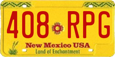 NM license plate 408RPG