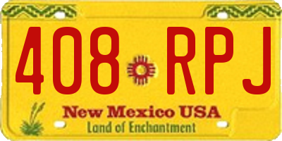 NM license plate 408RPJ