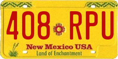 NM license plate 408RPU