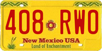 NM license plate 408RWO