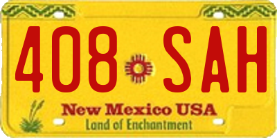 NM license plate 408SAH