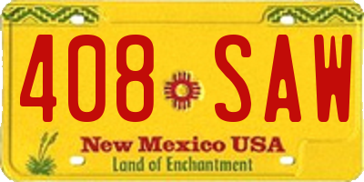 NM license plate 408SAW